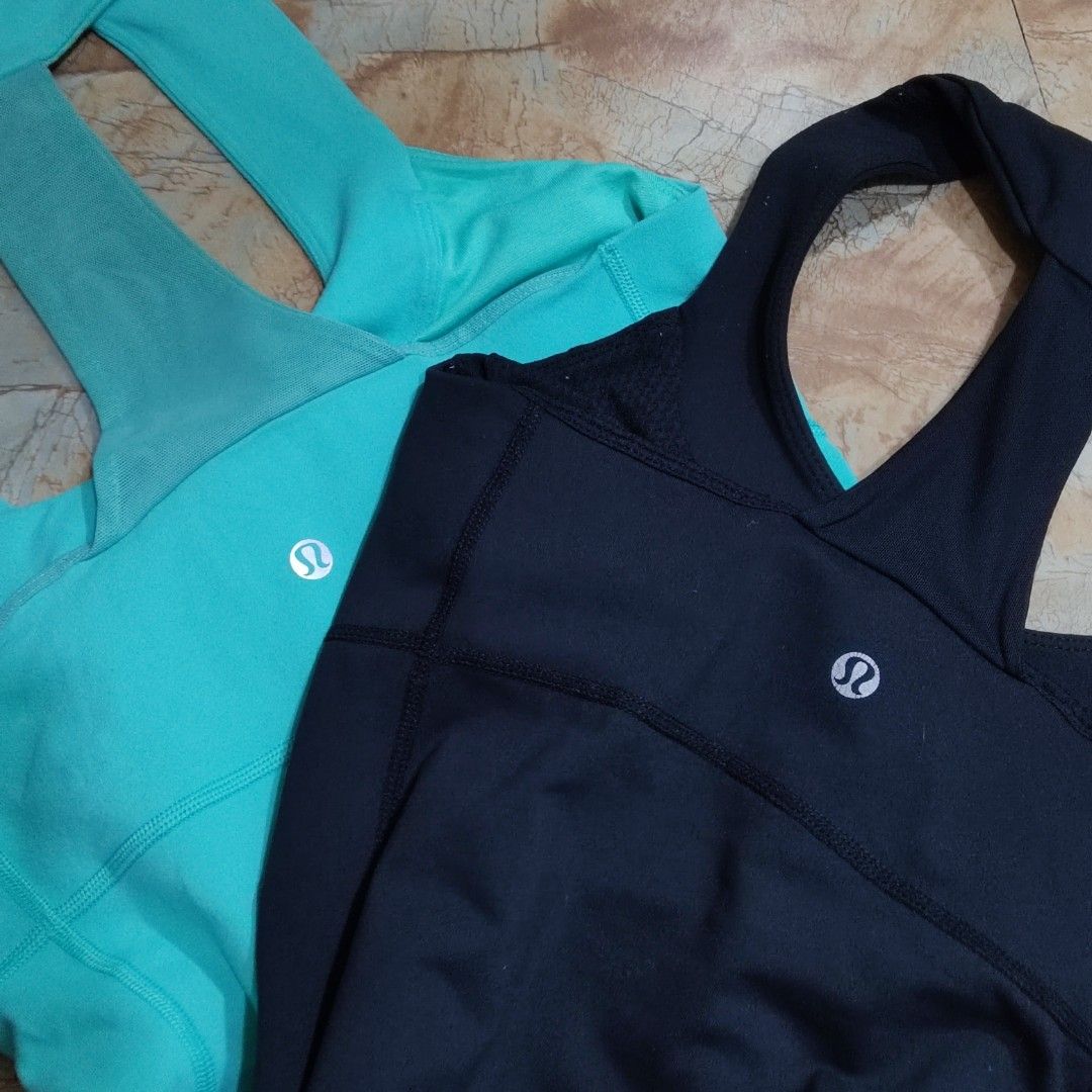 Lululemon Tank Top Bundle | Black & Teal (Category: Sleeveless) located in Valenzuela. Submitted by 0003c4 (Listing ID 1469048591, Image 1). Description: - both fits xs to small :)) - teal one is padded, the black is not but u can insert pad - both in good condition location: Valenzuela or Malabon mod: lalamove or jnt.