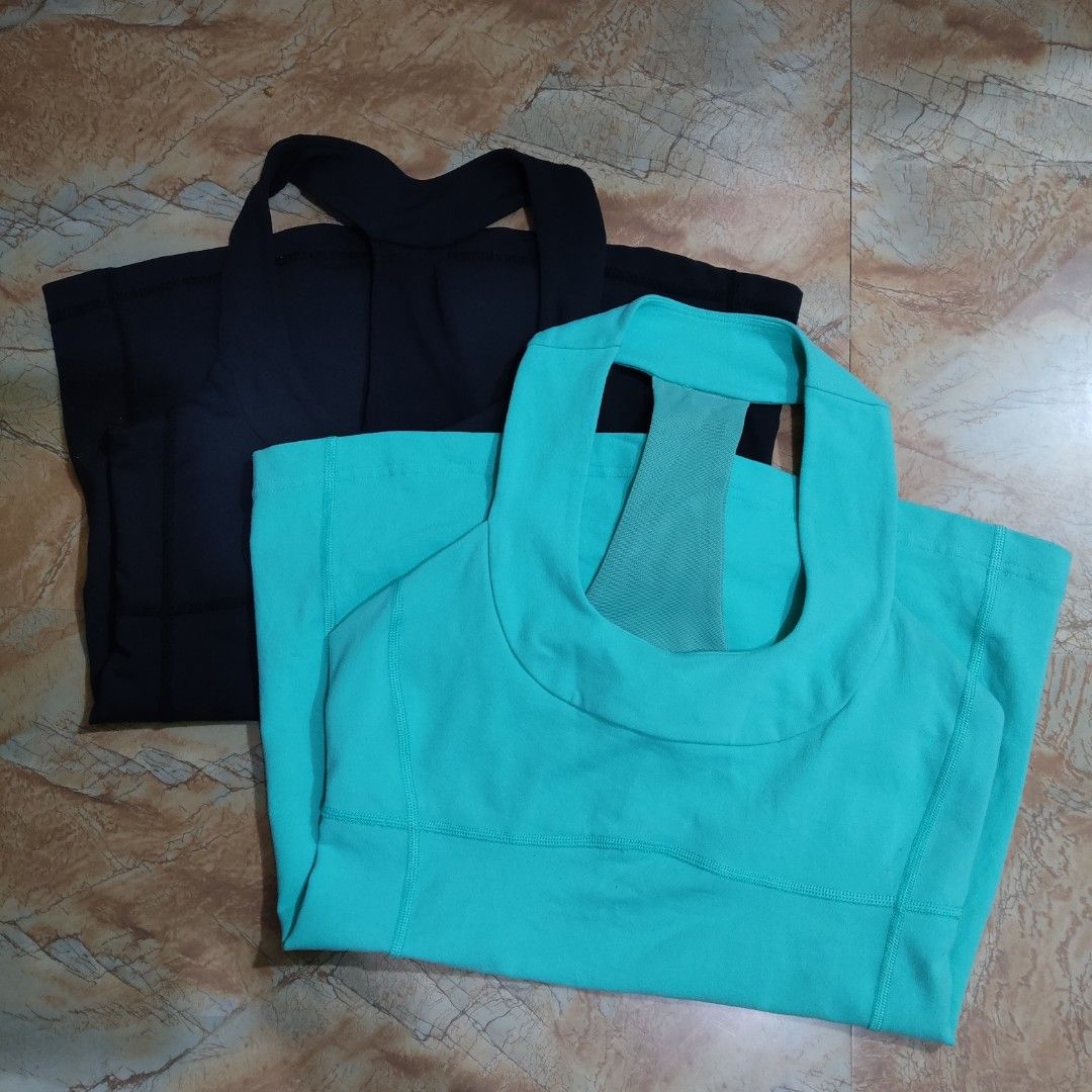Lululemon Tank Top Bundle | Black & Teal (Category: Sleeveless) located in Valenzuela. Submitted by 0003c4 (Listing ID 1469048591, Image 2). Description: - both fits xs to small :)) - teal one is padded, the black is not but u can insert pad - both in good condition location: Valenzuela or Malabon mod: lalamove or jnt.