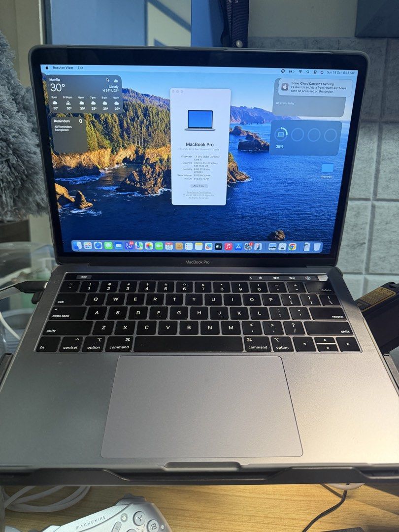 MacBook Pro 13-inch 2019 (Category: Laptops & Notebooks) located in Manila. Submitted by paupaupau07 (Listing ID 1468974798, Image 2). Description: Specifications: • Intel Core i5 1.4 GHz Quad-Core • 8GB RAM • 128GB SSD • 13.3-inch Retina Display • Touch Bar • macOS Sequoia Condition: • Excellent condition, no dents • No functional issues • Newly replaced original Apple battery • Original Apple charger included • Original box included • All funct