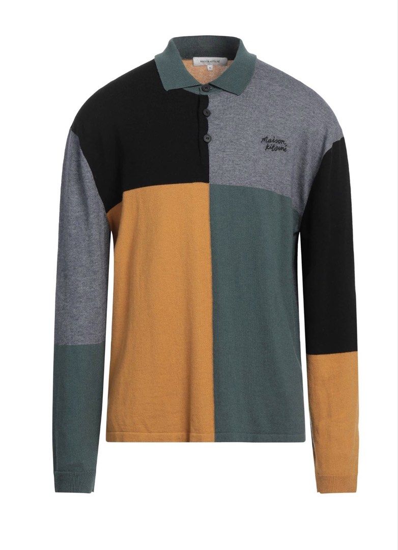 Maison Kitsune Sweater (Category: Tshirts & Polo Shirts ) located in Cainta. Submitted by shoptrouvailles (Listing ID 1468966434, Image 3). Description: - Brand new: Maison Kitsune Sweater - Style: Long sleeve colorblock polo shirt - Colors: Bottle green, mustard, grey, and black Size: Medium Guaranteed Authentic ₱11,950 .