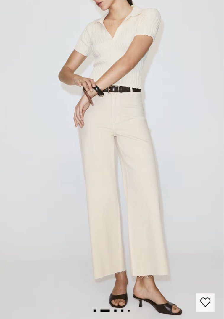 Mango High-rise Culotte Jeans (Category: Jeans) located in Manila. Submitted by vls10 (Listing ID 1469102473, Image 2). Description: - brand new with tags! - color: off-white/ vanilla - EUR 36 (fits 28-29in waistline) - super flattering fit - check last photo for sizing chart selling for PHP 1250 :) 📍: Quezon City (near city hall) 💵: Gcash/ BPI Bank Transfer 📦: J&T or SDD via Grab express.