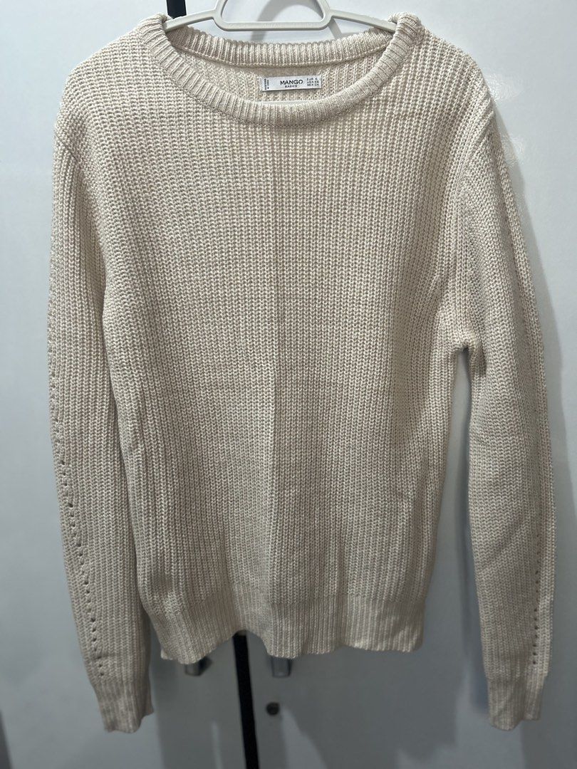 Mango Ribbed Knit Crew-Neck Sweater in Cream (Category: Longsleeves) located in Pasig City. Submitted by ladyleslieisletavelarde4902 (Listing ID 1468950199, Image 1). Description: Cozy Mango long sleeve sweater in a lovely cream shade! Features a comfortable chunky ribbed knit texture with ribbed trim at the neck, cuffs, and hem. Perfect neutral basic for cool weather or air-conditioned spaces! Brand: MANGO Basics Size: Tag EUR S / USA XS (Fits X