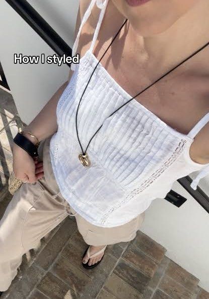 Mango Tie Strap Camisole Top (Category: Sleeveless) located in Manila. Submitted by sh4rice (Listing ID 1469004791, Image 3). Description: Fits s-m .