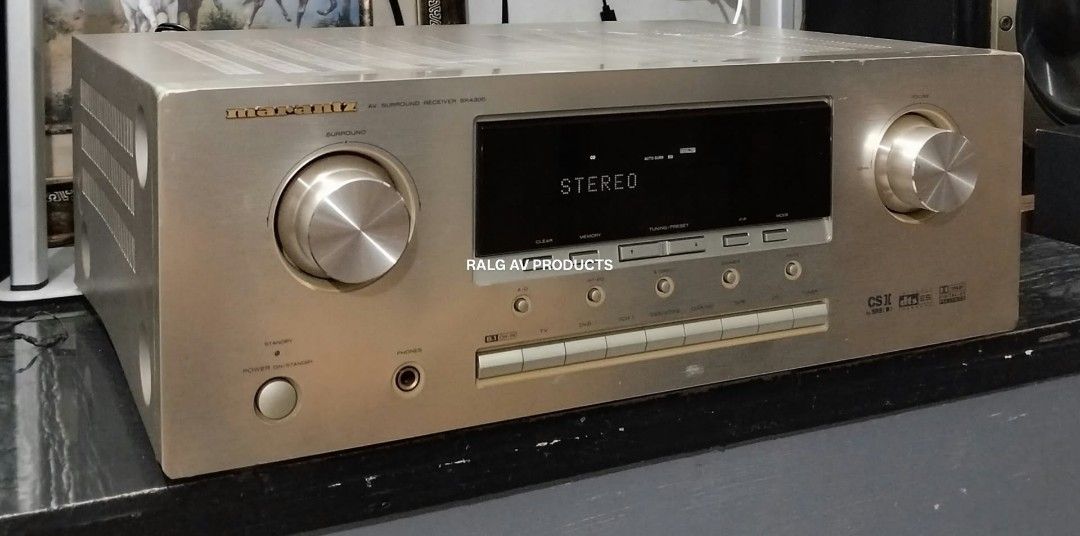 Marantz AV Surround Receiver SR4300 (Category: Soundbars, Speakers & Amplifiers) located in Bulacan. Submitted by ronald277077025 (Listing ID 1469026397, Image 3). Description: MARANTZ 6.1 AV SURROUND AMPLIFIER SR4300 80 WATTS POWER OUTPUT PER CHANNEL DOLBY DIGITAL EX DTS NEO 6 DOLBY PRO LOGIC II FULLY OPERATIONAL 110 VOLTS DIMENSIONS: W44 x H16.4 x D36.5 CM 12.5 kg NO REMOTE CONTROL Location: Sta Maria Bulacan Shipping at buyers expense.
