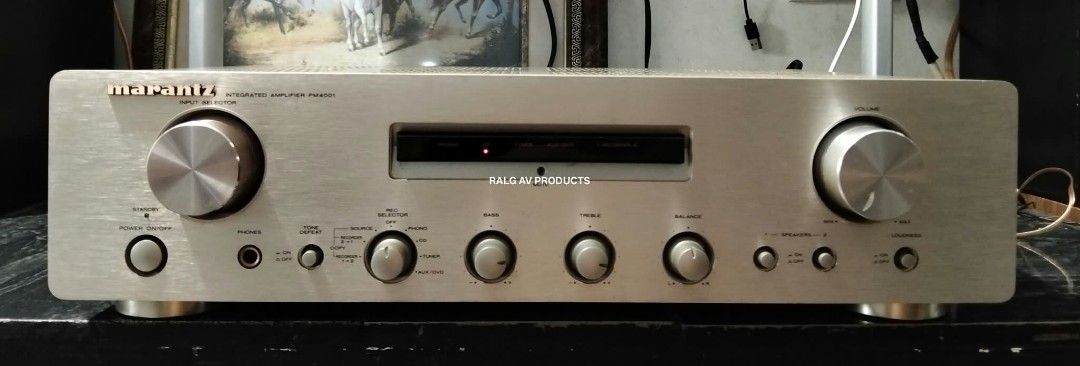 Marantz Integrated Amplifier PM4001 (Category: Soundbars, Speakers & Amplifiers) located in Bulacan. Submitted by ronald277077025 (Listing ID 1469025603, Image 1). Description: MARANTZ STEREO INTEGRATED AMPLIFIER PM4001 55 WATTS ( 8 OHMS) 80 WATTS ( 4 OHMS) 4-16 OHMS SPEAKER IMPEDANCE LOUDNESS AND TONE DEFEAT FULLY OPERATIONAL 110 VOLTS DIMENSIONS: W44 x H11.7 x D34.1 CM 6.6 kg Location: Sta Maria Bulacan Shipping at buyers expense.