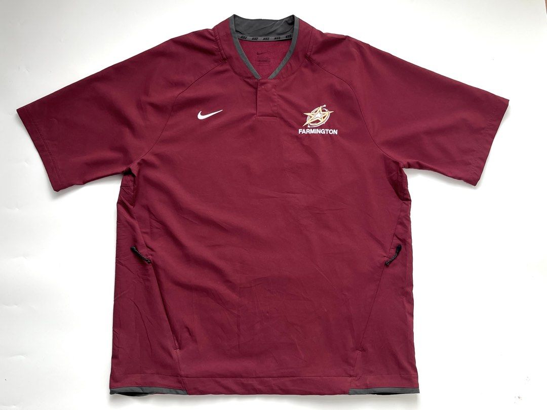 Maroon Nike Baseball Short-sleeve Pullover Athletic Jacket (Category: Activewear) located in Manila. Submitted by matticoolz (Listing ID 1468965101, Image 1). Description: Maroon Nike Baseball Short Sleeve Pullover Hot Cage Jacket Men’s Large, Perfect for jogging Price is negotiable, just dm ————— LENGTH: 29 WIDTH: 23 ————— Brand: Nike Size: Large Condition: Very Good (No pin holes, All zipper completely functioning, minimal lints) Features: Smoo