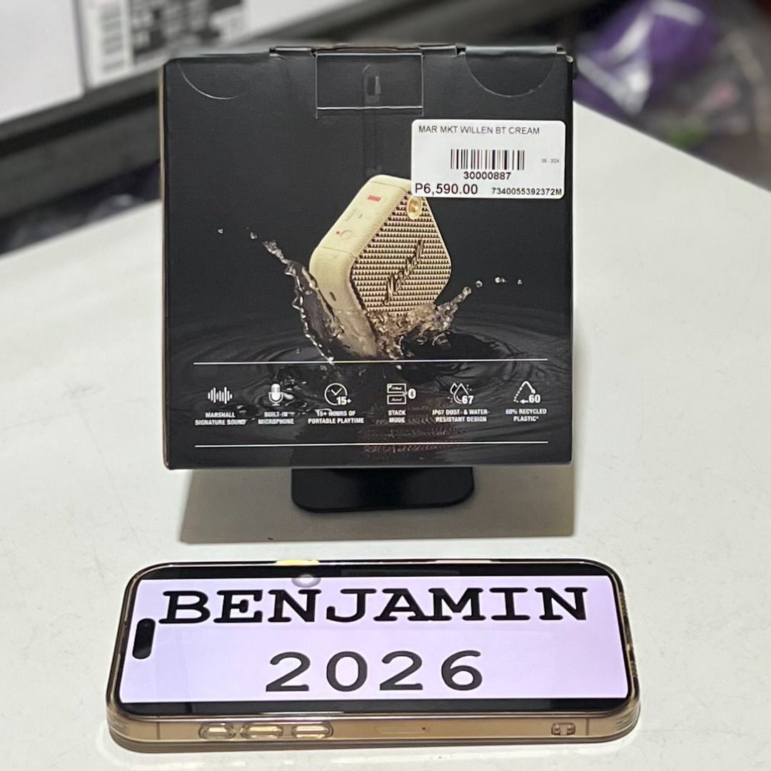 Marshall Willen Portable Bluetooth Speaker Cream (Category: Soundbars, Speakers & Amplifiers) located in Caloocan City. Submitted by benngiyuu (Listing ID 1469111470, Image 2). Description: For SALE only NO TRADES/SWAP Marshall Willen Portable Bluetooth Speaker Cream Brand New / Sealed ₱3,995 only (Below SRP ₱6,590) Pickup North Caloocan or Ship only Payment first if ship, NO COD/COP.
