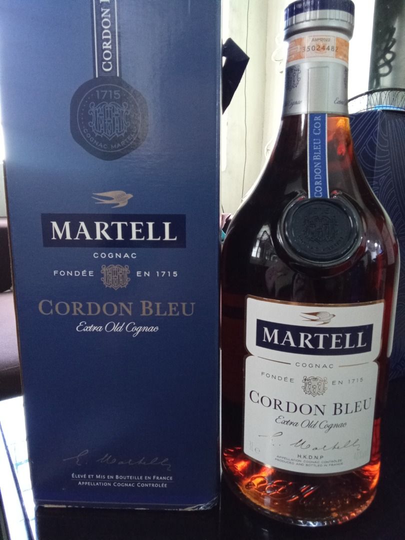 Martell Cordon Bleu Extra Old Cognac with Box (Category: Beverages) located in Caloocan City. Submitted by mond87 (Listing ID 1468942559, Image 1). Description: - Authentic Martell Cordon Bleu Extra Old Cognac - Comes with original blue box - Sealed cap with tax stamp intact - Rich amber liquid, properly stored - Ideal for collections or gifting.