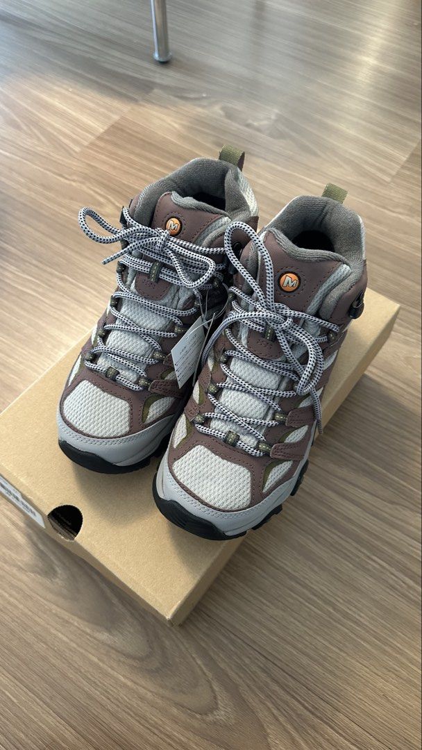 Merrell Hiking Boots GORE-TEX (Category: Boots) located in Pasay City. Submitted by jeannesee (Listing ID 1468991377, Image 1). Description: - Brand: Merrell Waterproof Hiking Boots - Colorway: Brown, grey, and olive - Waterproofing: GORE-TEX membrane keeps feet dry in wet conditions - Outsole: Vibram rubber outsoles for superior traction on rough trails - Comfort: Padded collar and tongue for extra ankle support - Condition: Brand new with tags 