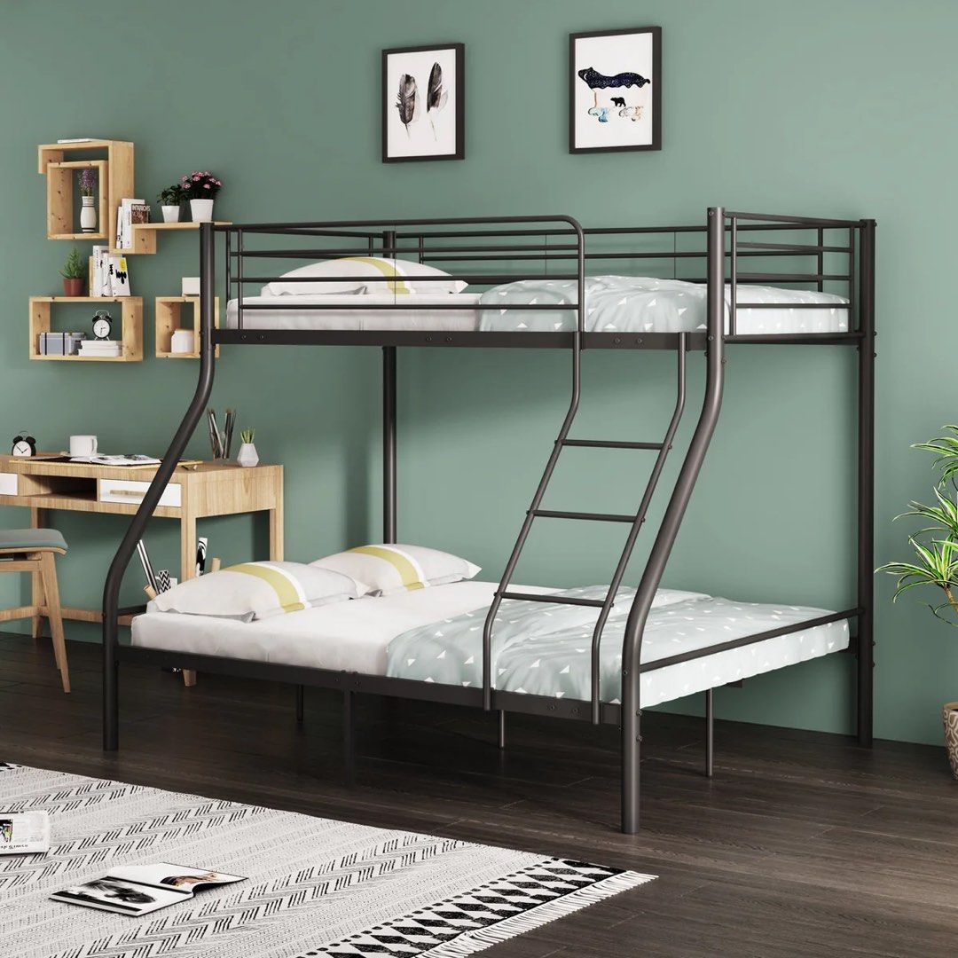 Metal Bunk Bed Frame, Double Over Single (Used, As-Is, Frame Only) (Category: Bed Frames & Mattresses) located in Manila. Submitted by katlynberdin (Listing ID 1469007813, Image 2). Description: Selling my Mandaue Foam metal bunk bed frame. Used for 2 years, heavily used, so sold as is. Details: • Brand: Mandaue Foam • Type: Double (bottom) over single (top) bunk • Overall size: 200.5 cm (W) x 145 cm (D) x 160 cm (H) • Top bunk: 97.5 cm wide • Cl