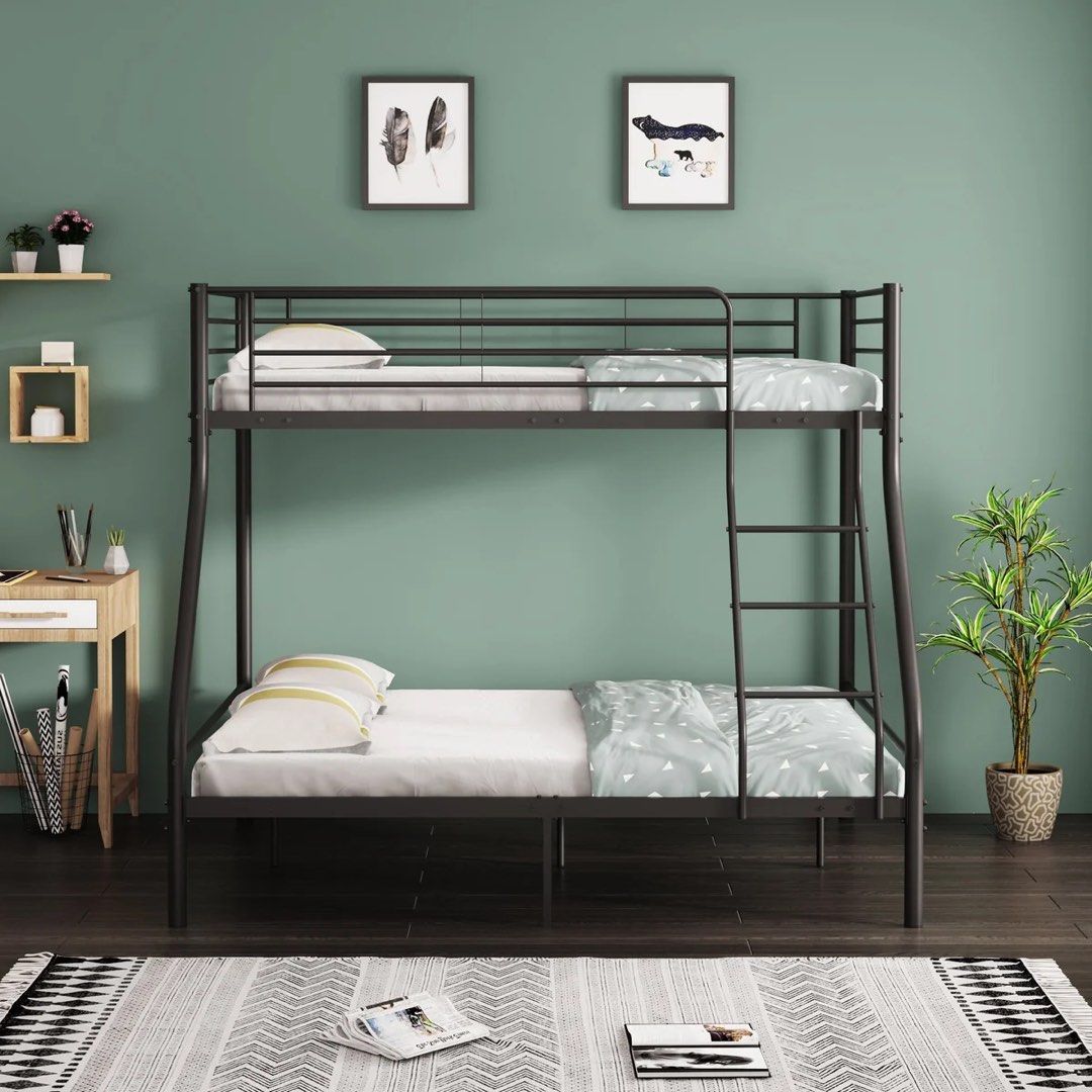 Metal Bunk Bed Frame, Double Over Single (Used, As-Is, Frame Only) (Category: Bed Frames & Mattresses) located in Manila. Submitted by katlynberdin (Listing ID 1469007813, Image 3). Description: Selling my Mandaue Foam metal bunk bed frame. Used for 2 years, heavily used, so sold as is. Details: • Brand: Mandaue Foam • Type: Double (bottom) over single (top) bunk • Overall size: 200.5 cm (W) x 145 cm (D) x 160 cm (H) • Top bunk: 97.5 cm wide • Cl
