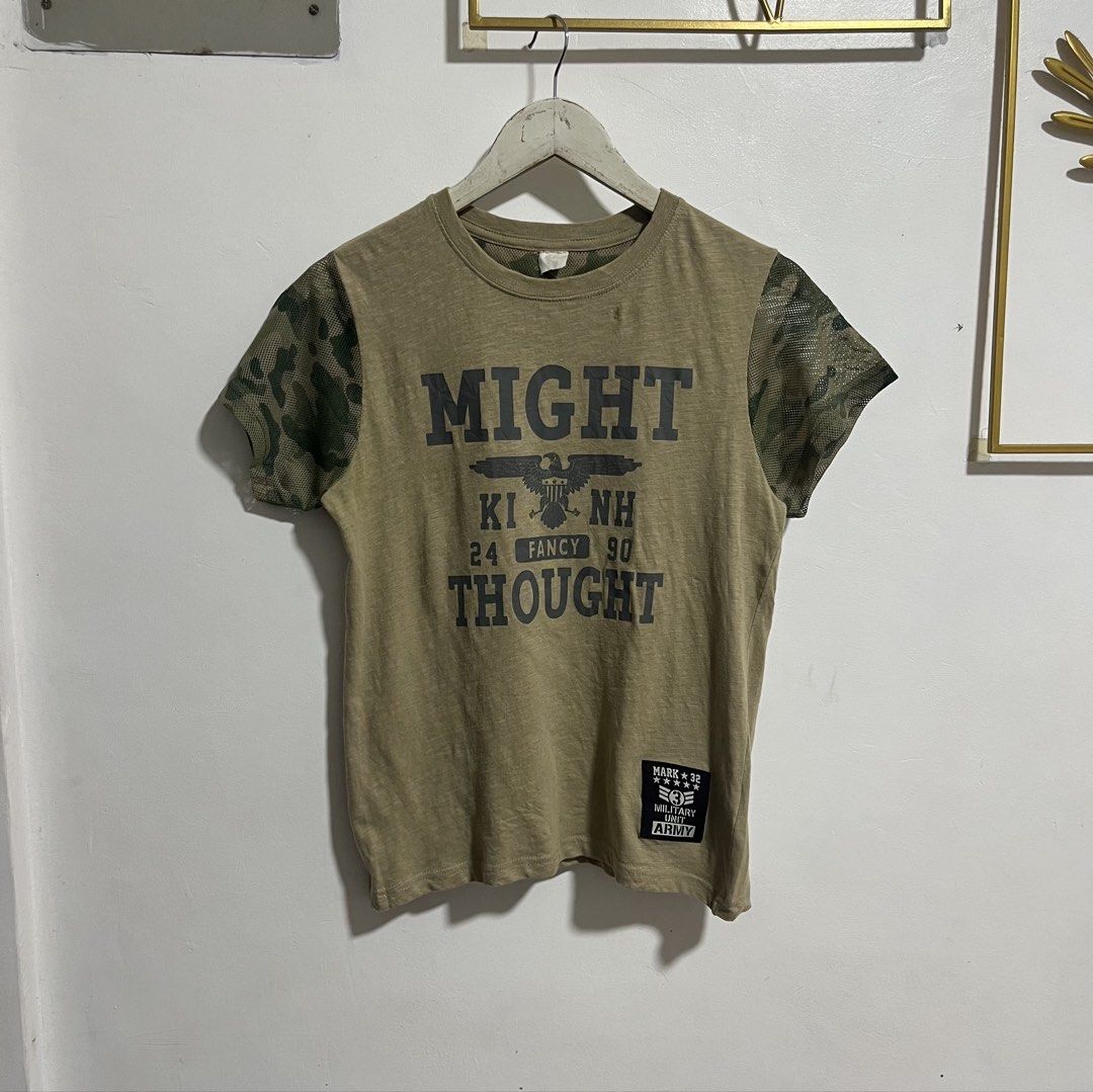 MIGHT THOUGH MARK 32 TEE (Category: Shirts) located in Manila. Submitted by balanse (Listing ID 1468985179, Image 1). Description: SIZE: S ON DIMES DIMES: 17W X 24L EXCELLENT CONDITION. 9.9 HONEST COLOR RATE. NONE ANY ISSUE:.
