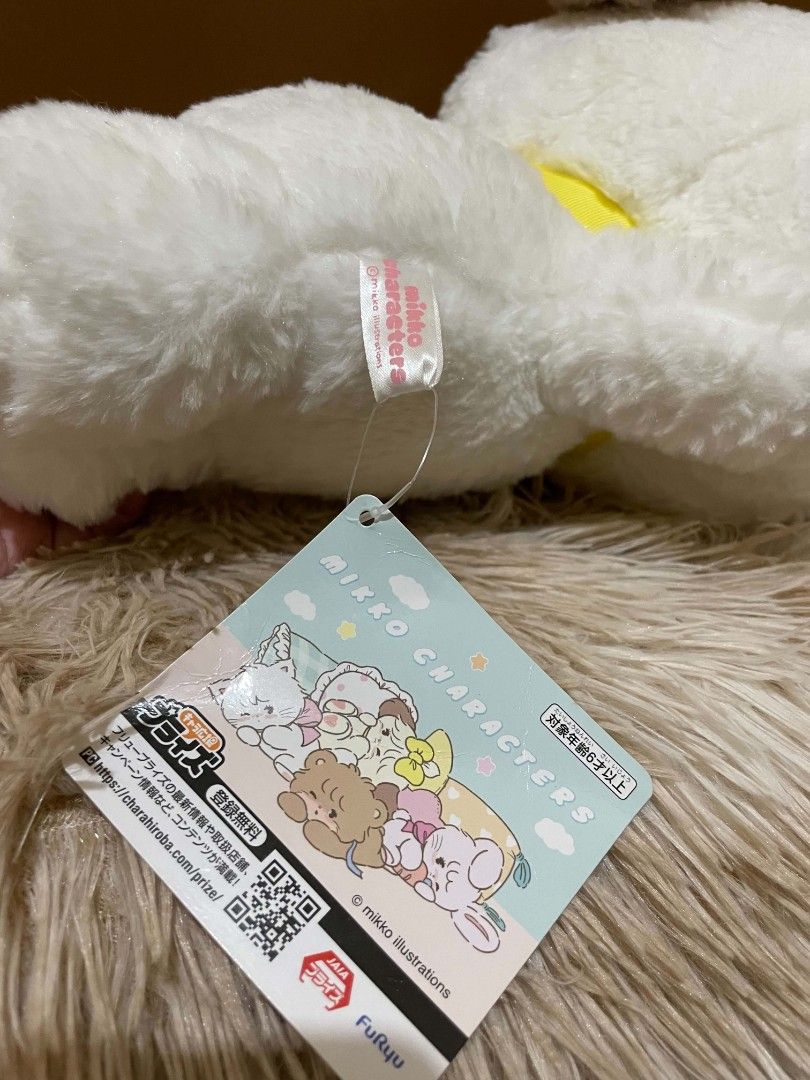 Mikko Characters Soufflé (Lying/Sleeping) 14.5" Plush Toy (Category: Plushies & Soft Toys) located in Batangas. Submitted by ceenangag (Listing ID 1469112843, Image 3). Description: ♥︎ Brand new condition ♥︎ Authentic FuRyu ♥︎ Clear and new label with papertag 📍Batangas, Philippines .☘︎ ݁˖MOD: Maribank / Gcash .☘︎ ݁˖Meet-up around Sto. Tomas, Batangas only. .☘︎ ݁˖Shipping: J&T / lalamove / LBC, will be shoulder by buyer..