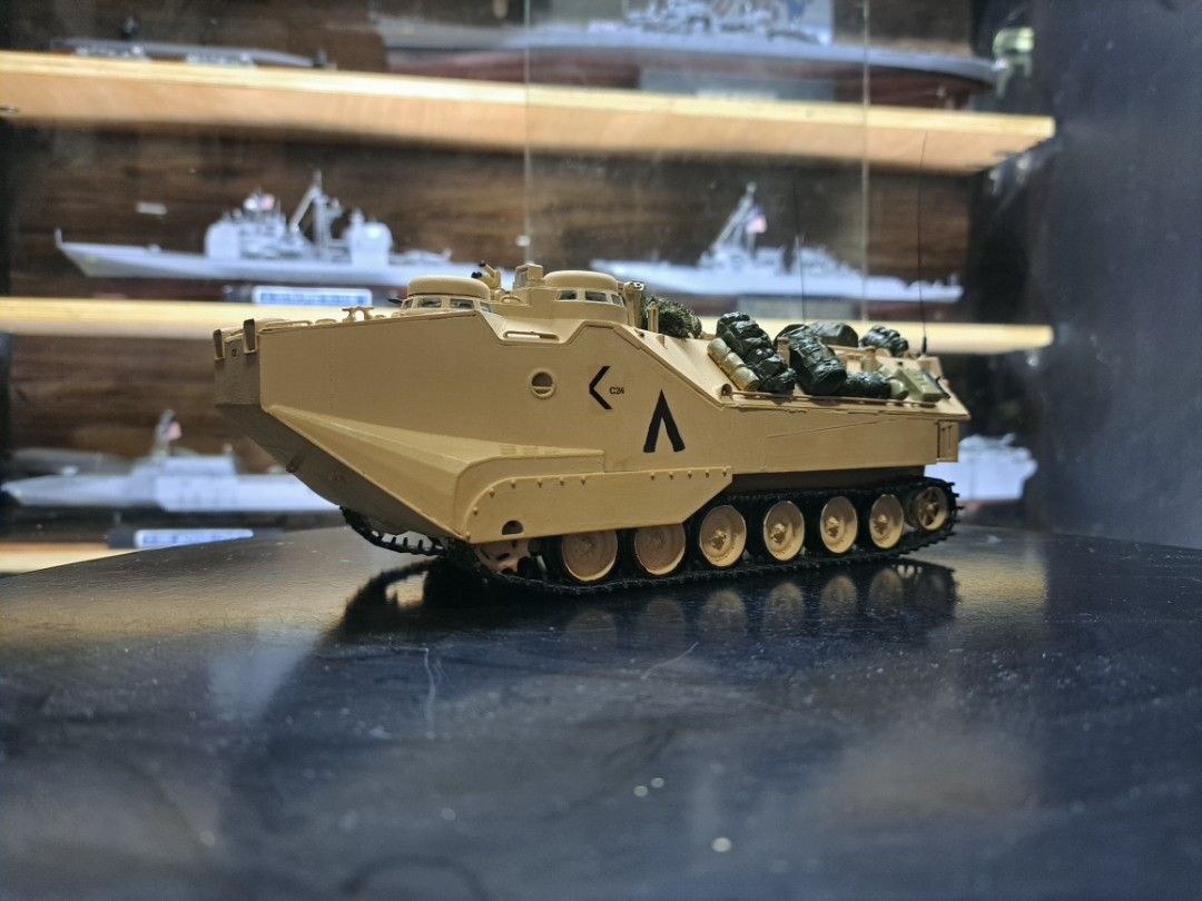 Military model kit (Category: Gundam & Model Kits) located in Antipolo. Submitted by janusram (Listing ID 1469085396, Image 2). Description: For sale Hobby boss 1/35 scale AAVP7A1 Gulf war 1991 version amphibious vehicle 1500 php Build already With some tamiya stowage kit equipments Track material is plastic build not rubber Lalamove delivery.