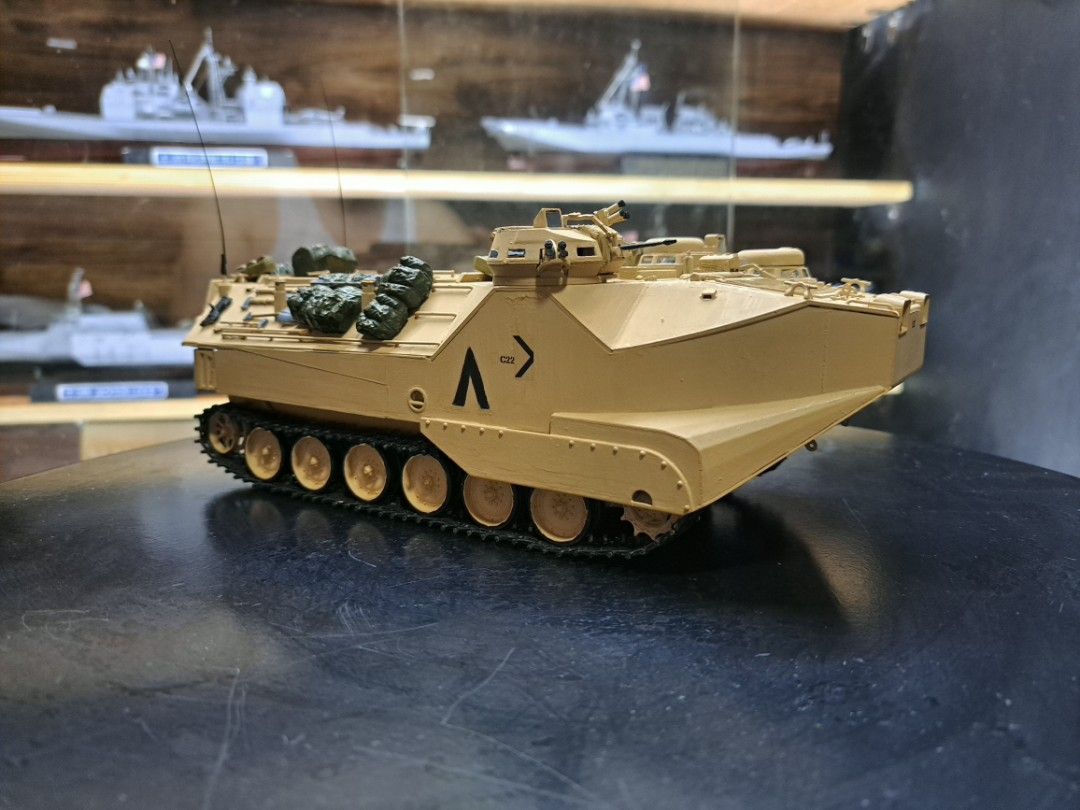 Military model kit (Category: Gundam & Model Kits) located in Antipolo. Submitted by janusram (Listing ID 1469085396, Image 3). Description: For sale Hobby boss 1/35 scale AAVP7A1 Gulf war 1991 version amphibious vehicle 1500 php Build already With some tamiya stowage kit equipments Track material is plastic build not rubber Lalamove delivery.