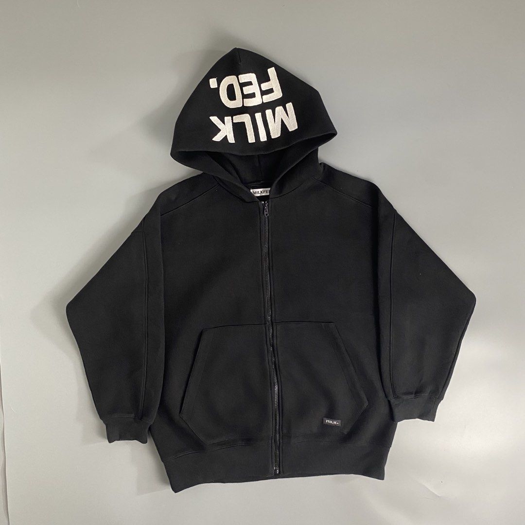 MILKFED 👟 | Black Zip-Up Hoodie (Category: Hoodies) located in Bulacan. Submitted by orc.ph (Listing ID 1469064670, Image 1). Description: MILKFED 👟 | Black Zip-Up Hoodie Material Used: Cotton - Black - Japan -Full-Zip -Casual -Streetwear -Hood MILKFED Block Lettering -Split Kangaroo Pouches ‎-Size: XL -Width: 23 ‎-Length: 26 ‎ ‎Pristined Condition. No Visible Flaws. ‎ No Issue At All ‎⚠️Note: For Inspo lang po yung When worn, Mag base padin po