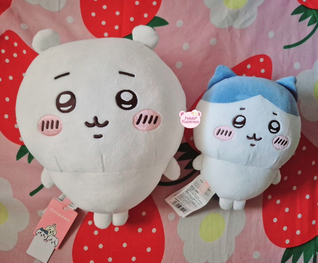 [SET] MINISO Chiikawa and Hachiware Plushies (Category: Plushies & Soft Toys) located in General Trias. Submitted by kumakumabear (Listing ID 1469015395, Image 1). Description: For Sale! 🌟 Miniso Chiikawa and Hachiware plush set 🌟 ⬤ ₱1,000 ⬤ 18cm Chiikawa plush was personally bought when Chiikawa was first launched in Miniso PH at Robinson's Manila, still brand new with papertag just stored inside a plastic and never displayed ⬤ Hachiware is pr