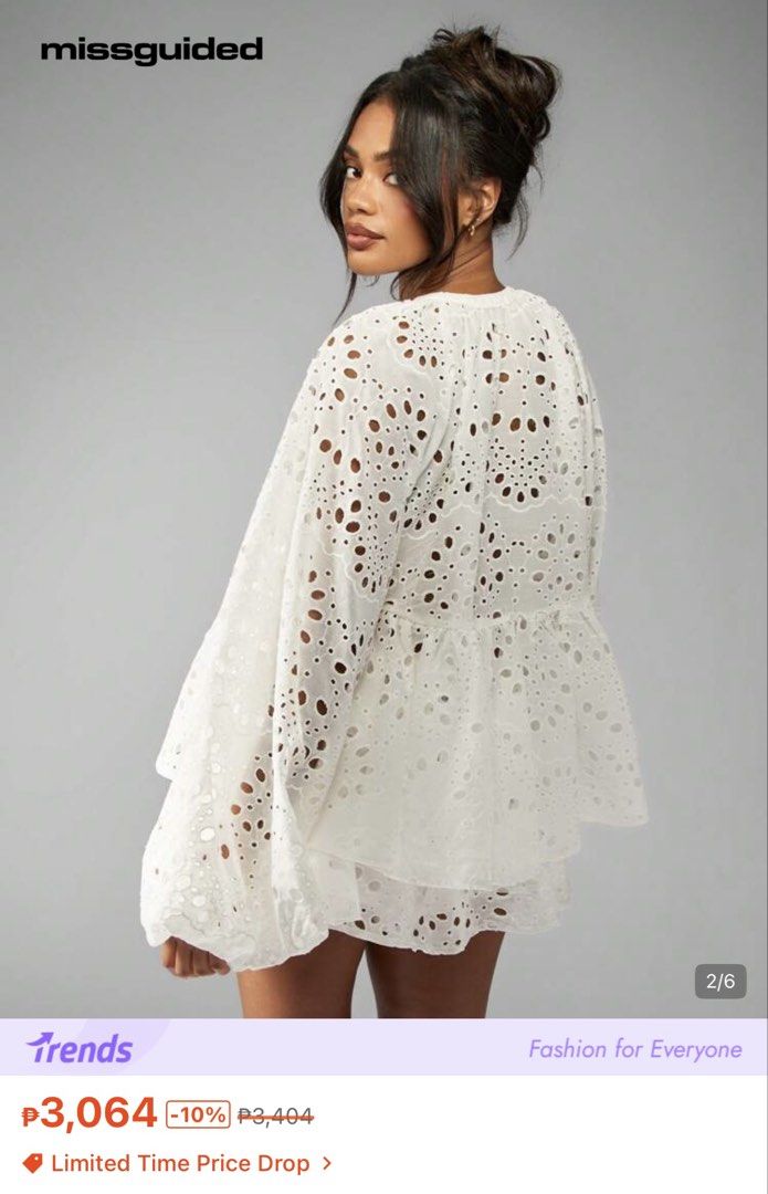 Missguided White Eyelet Embroidered Two-Piece Set (Category: Sets or Coordinates) located in Bulacan. Submitted by nicabanana_ (Listing ID 1468953397, Image 2). Description: ✅ bought from Shein for ₱2,893 ✅ worn only ONCE (for my SG trip lang) ✅ super nice when worn!! got a lot of compliments when i posted this photo lol ✅ selling for ₱2k FREE shipping via J&T Express 💯 authentic 💯 ✨all listings are personally owned✨ 🏷️all listings are in good