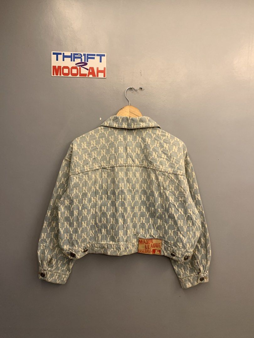 MLB NEW YORK YANKEES MONOGRAM DENIM JACKET (Category: Coats, Jackets and Outerwear) located in Cavite. Submitted by thrift2moolah (Listing ID 1468984016, Image 2). Description: - MLB NEW YORK YANKEES MONOGRAM DENIM JACKET XXS on tag 23/19 - Excellent condition Needwash only, Fresh from bale 700 plus sf.