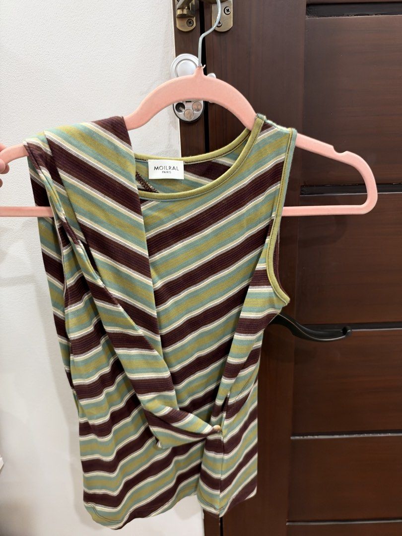 Moilral Paris Striped Tank Top with Side Tie (Category: Sleeveless) located in Taguig. Submitted by s_tl24 (Listing ID 1469044045, Image 2). Description: Runs small! Fits XS frames Never used.