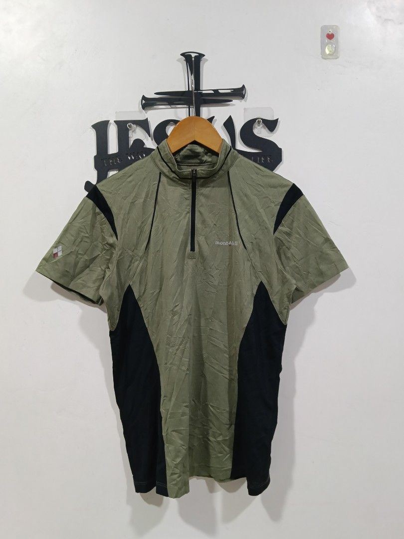 Mont-bell Outdoor Qzip Tshirt (Category: Activewear) located in Manila. Submitted by tristan12_13 (Listing ID 1469043738, Image 1). Description: - Size- Small - Dimes- W- 19 x L- 26 - Brand: Mont-bell - Material: Polyester and polyurethane blend - Design: Short sleeves, half-zip mock neck, mesh interior - Ideal for: Outdoor activities and workouts (lightweight and breathable).