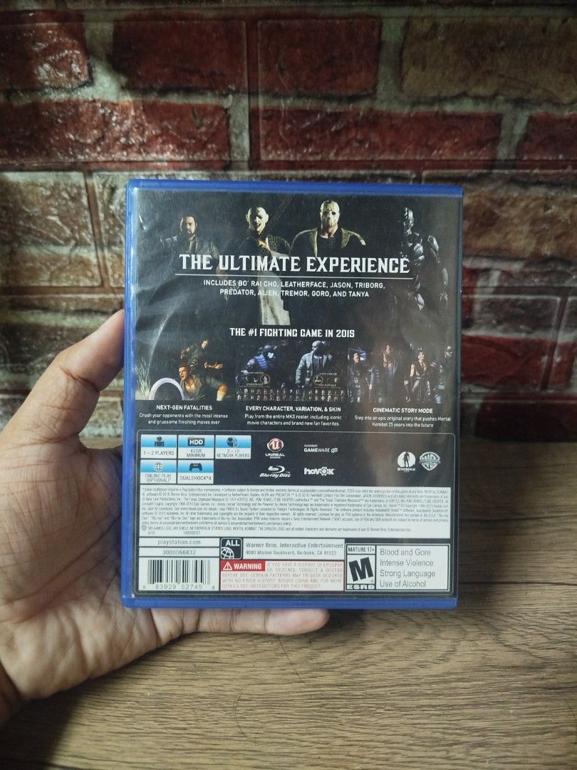 Mortal Kombat XL PS4 Game Disc with Case (Category: PlayStation) located in Binan City. Submitted by pumpkiiin02 (Listing ID 1468985463, Image 2). Description: - Platform: PlayStation 4 (PS4) - Condition: Disc is clean and works great; case has minor shelf wear - Complete: Includes original case, cover art, and manual booklet - Content: Comes with all DLC characters and skin packs (Leatherface, Jason, Predator, etc.) - Genre: Classic fighting gam