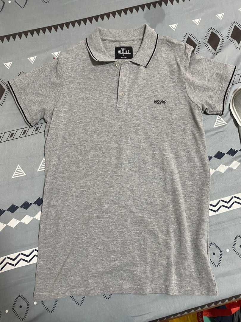 Mossimo Grey Cotton Polo Shirt Size S (Category: Tshirts & Polo Shirts ) located in Taguig. Submitted by maaarrrrrcky (Listing ID 1469014946, Image 1). Description: - Brand: Mossimo - Size: S - Material: 100% breathable cotton - Color: Grey with contrast tipping on the collar - Details: Short sleeves, button placket, ribbed cuffs and collar, embroidered logo on chest - Care: Machine washable - Condition: Excellent / Ready to wear -Can fit to medi