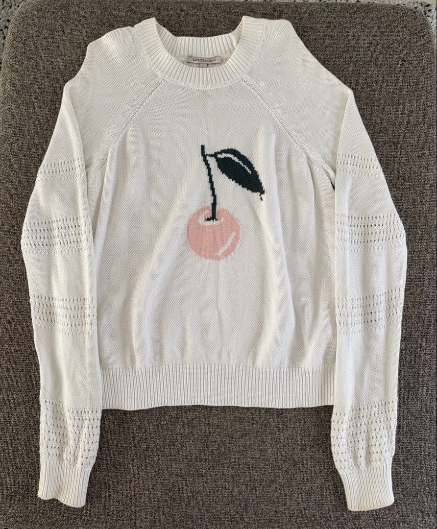 M&S Ivory Cherry Knit Sweater (Category: Longsleeves) located in Quezon City. Submitted by snoopiii (Listing ID 1469003351, Image 1). Description: RFS: Decluttering Loc: QC.