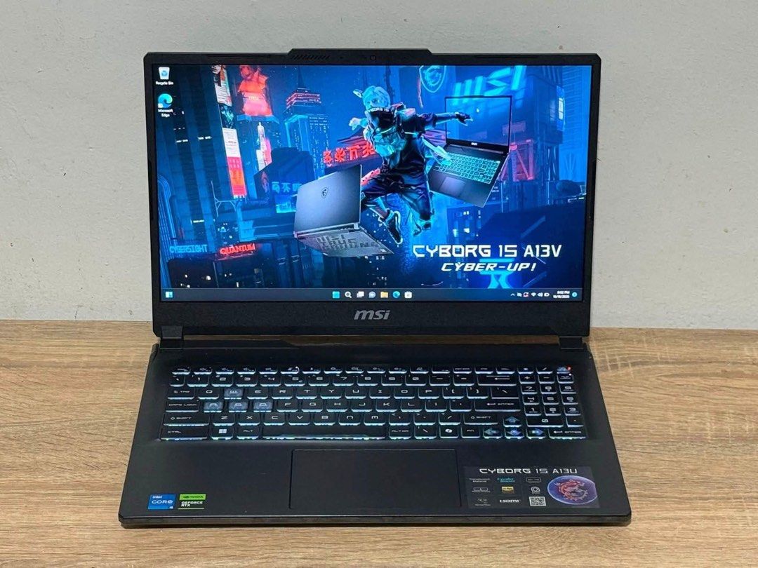 MSI CYBORG 15 A13U (Category: Laptops & Notebooks) located in Manila. Submitted by estillomopatricia (Listing ID 1468978667, Image 1). Description: ₱35,990 only 🔥🔥🔥 No issue. All working MSI CYBORG 15 A13U INTEL CORE I5 13TH GEN 8GB RAM 512GB SSD RTX 3050 144HZ 15.6 FHD BACKLIT KEYBOARD 💻Good for Gaming, Autocad, Editing, & WFH 💻Ready to use. Specification ▪️INTEL CORE I5-13420H (12 CPUs) ▪️8GB MEMORY RAM (UPGRADABLE) ▪️512GB SSD ▪️NVIDIA GE
