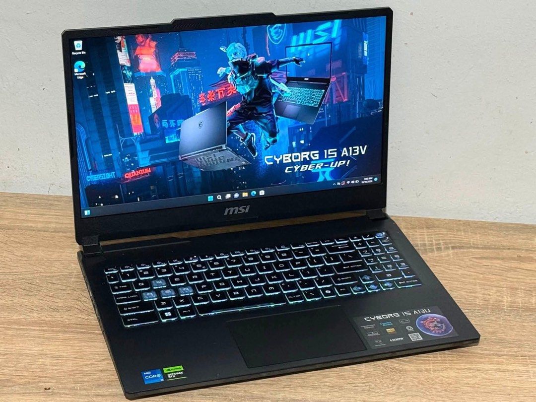 MSI CYBORG 15 A13U (Category: Laptops & Notebooks) located in Manila. Submitted by estillomopatricia (Listing ID 1468978667, Image 2). Description: ₱35,990 only 🔥🔥🔥 No issue. All working MSI CYBORG 15 A13U INTEL CORE I5 13TH GEN 8GB RAM 512GB SSD RTX 3050 144HZ 15.6 FHD BACKLIT KEYBOARD 💻Good for Gaming, Autocad, Editing, & WFH 💻Ready to use. Specification ▪️INTEL CORE I5-13420H (12 CPUs) ▪️8GB MEMORY RAM (UPGRADABLE) ▪️512GB SSD ▪️NVIDIA GE