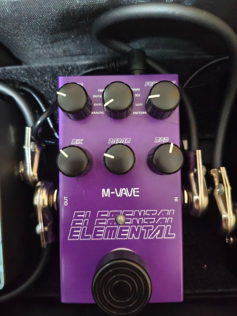 M-Vave Elemental Guitar Effects Pedal (Category: Musical Instruments) located in Cabanatuan. Submitted by lskakarot (Listing ID 1469109250, Image 1). Description: - Item: Purple M-Vave Elemental multi-effect pedal for electric guitar - Controls: 6 top knobs for mix, param, mod, and tone shaping, plus a sturdy big foot switch - Condition: Works great, ready to be integrated into your setup - Perks: Compact and reliable for upgrading your guitar ri