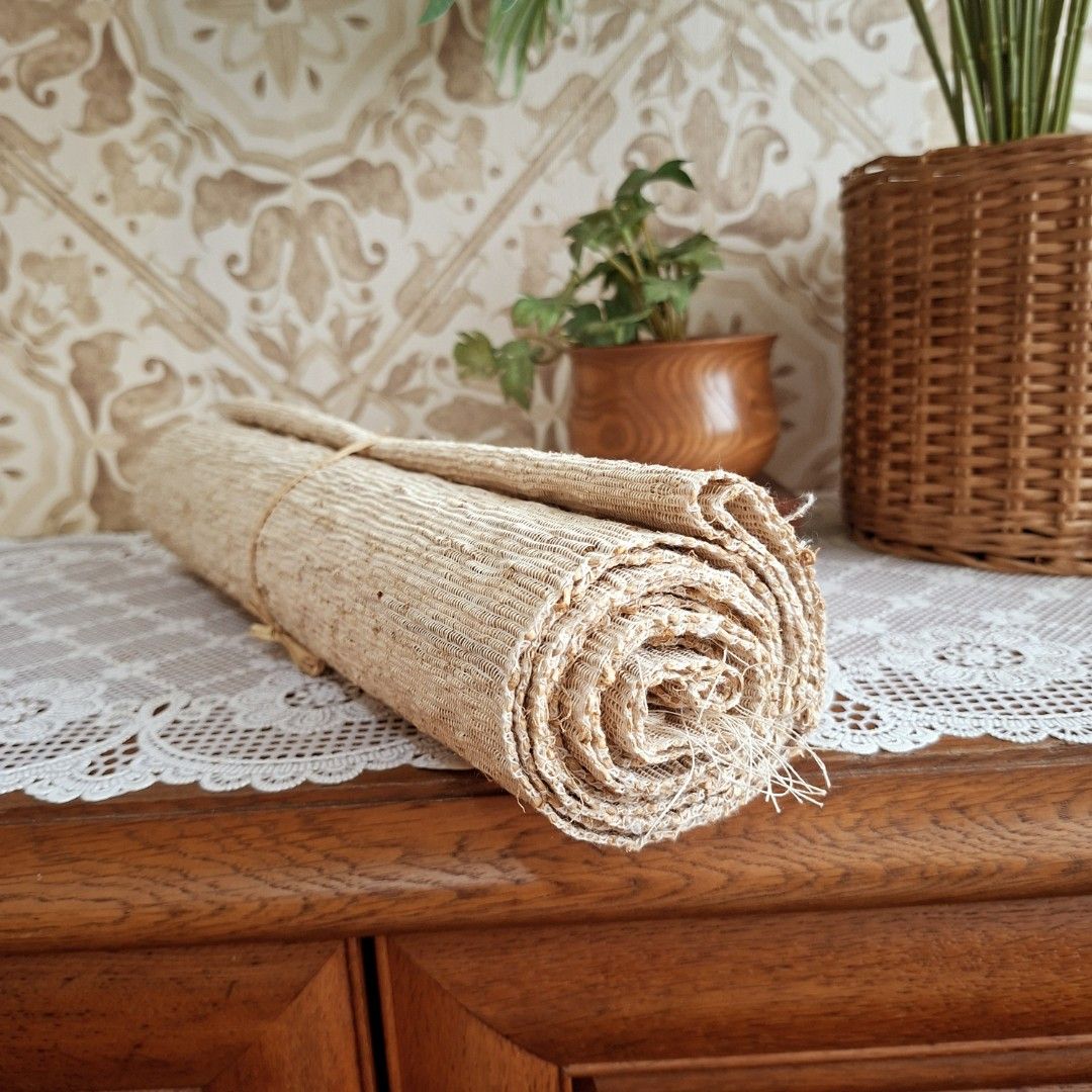 Natural plant fiber woven table runner (Category: Other Home Decor) located in Dasmarinas. Submitted by millennialmeetsvintage (Listing ID 1468956536, Image 1). Description: 6pcs available made in Japan last price posted, no haggling 🙅🏻‍♀️ 🌍ships from DASMA, CAVITE 🚚 shipping via Lalamove only ❌no reservations, first-to-pay basis ❌no physical store, no walk-ins ❌no COD transactions.