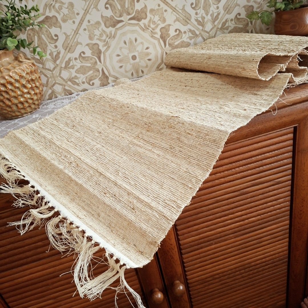 Natural plant fiber woven table runner (Category: Other Home Decor) located in Dasmarinas. Submitted by millennialmeetsvintage (Listing ID 1468956536, Image 3). Description: 6pcs available made in Japan last price posted, no haggling 🙅🏻‍♀️ 🌍ships from DASMA, CAVITE 🚚 shipping via Lalamove only ❌no reservations, first-to-pay basis ❌no physical store, no walk-ins ❌no COD transactions.