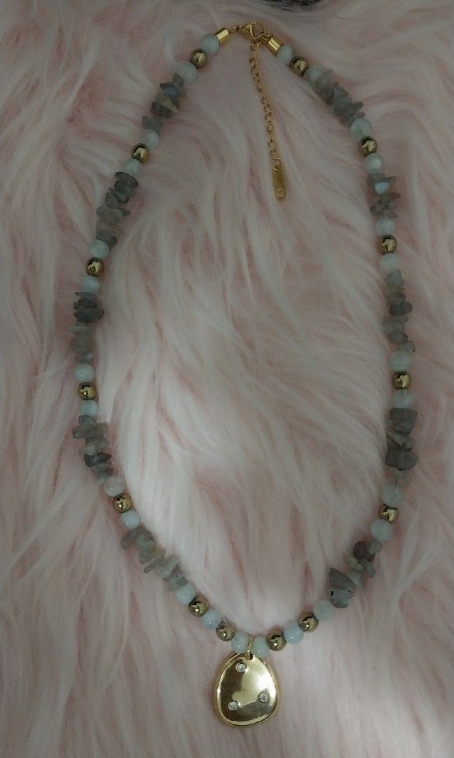 Natural stone (Category: Necklaces) located in Bacolod City. Submitted by josh_and_jewels (Listing ID 1469042672, Image 1). Description: Aquamarine grey moonstone pyrite.