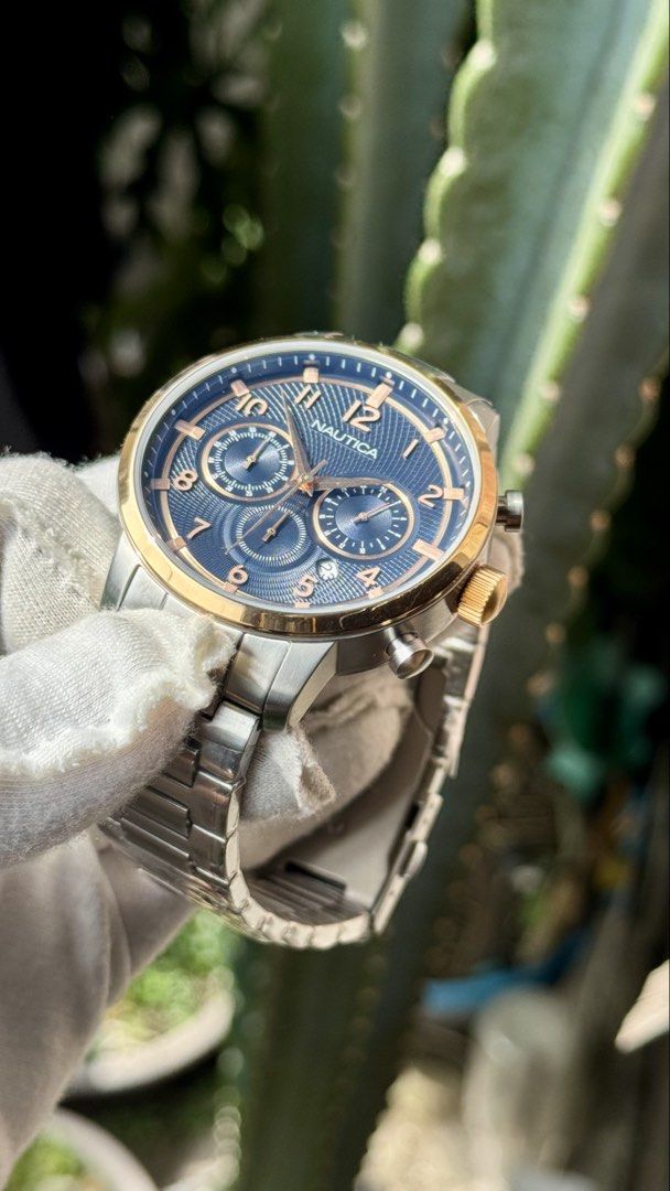 NAUTICA MENS CHRONOGRAPH WATCH (Category: Luxury Watches) located in Manila. Submitted by junjun12356 (Listing ID 1469159202, Image 3). Description: WR100M ALL STAINLESS STEEL MATERIAL BLUE DIAL TEXTURED.
