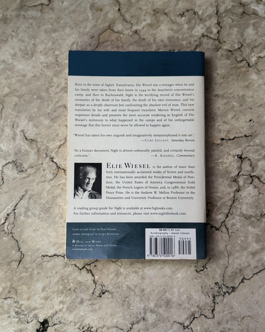 Night by Elie Wiesel (Category: Storybooks) located in Malabon City. Submitted by betterdaysbookstore (Listing ID 1469054427, Image 2). Description: clean pages 📍 location: Valenzuela 💳 payment: Gcash 📦 Shipping via J&T only 📌 Note: • payment first policy • delivery fee c/o buyer • more photos available upon request.