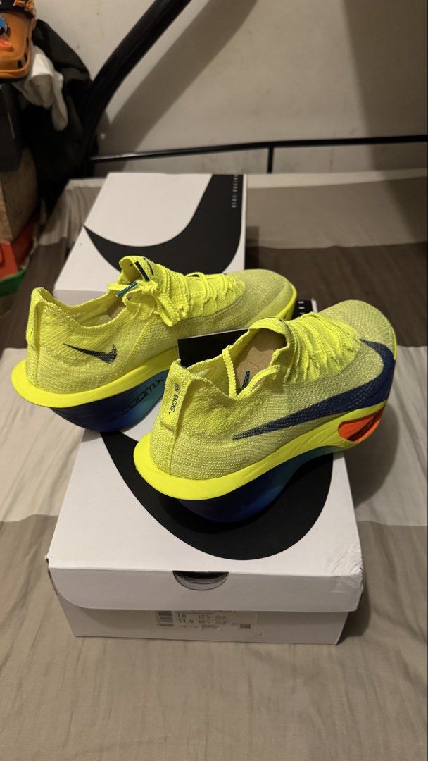 Nike Air Zoom Alphafly Next% 3 Volt Glow Blue (Category: Sneakers) located in Manila. Submitted by kimlj (Listing ID 1468988210, Image 1). Description: - Model: Nike Air Zoom Alphafly Next% 3 - Colorway: Volt and Glow Blue - Size: US 10 / UK 9 / EUR 44 - Tech: High-performance ZoomX foam and carbon flyplate - Inclusion: Original box included - Condition: Brand new and 100% authentic - Shipping: Ships securely within the Philippines.