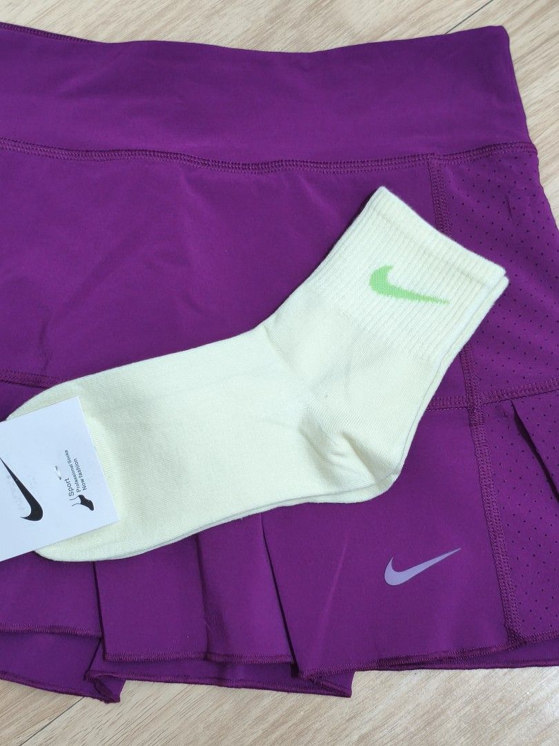 Nike Candy Athletic Sport Socks (Category: Activewear) located in Imus. Submitted by umusthave23 (Listing ID 1468975624, Image 2). Description: SOCKS ONLY 36-41 SIZE - Brand: Nike - Item: Athletic crew socks - Skort details: Purple, built-in shorts, pleated panels, and side perforated fabric - Socks details: Brand new with tags, sizes 36-41 (multiple color choices available) - Ideal for: Tennis, running, gym workouts, and everyday activewear - Co