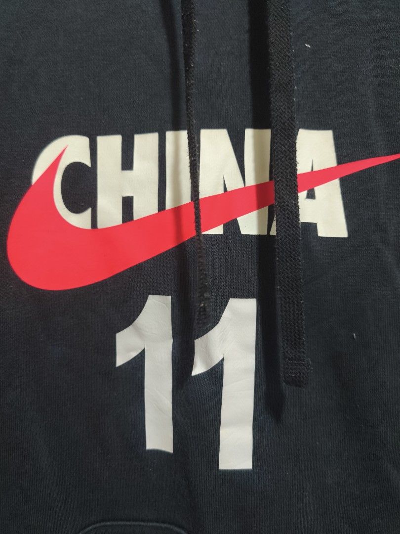 Nike China 11 Black Hoodie (Category: Hoodies) located in Pasig City. Submitted by althentic.ph (Listing ID 1468943607, Image 3). Description: 220 + J&T Shipping Fee Original Nike Unisex Hoodie Black Size XXS XS Men Small Women Actual Measurements: Width - 18" Length - 25.5" Good Thrifted Condition 9/10 ✔Tags are available upon request, can be sent thru PM ✔fix price ✔payment first policy thru gcash/bpi online/palawan express ✔can provide IDs and