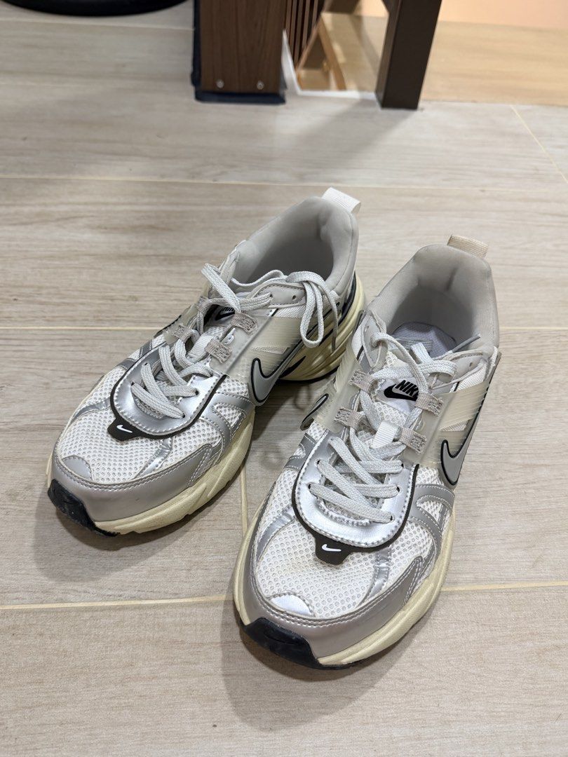 Nike V2K Run Metallic Silver Summit White FD0736-100 (Category: Sneakers) located in Manila. Submitted by suarezmar48444 (Listing ID 1469131242, Image 1). Description: - Item: Nike V2K Run Sneakers - Colorway: Metallic Silver / Summit White - Style Code: FD0736-100 - Design: Chunky retro aesthetic with breathable mesh uppers, caged overlays, and a vintage cream midsole - Condition: Worn a few times, soles show normal dirt and light wear from outd