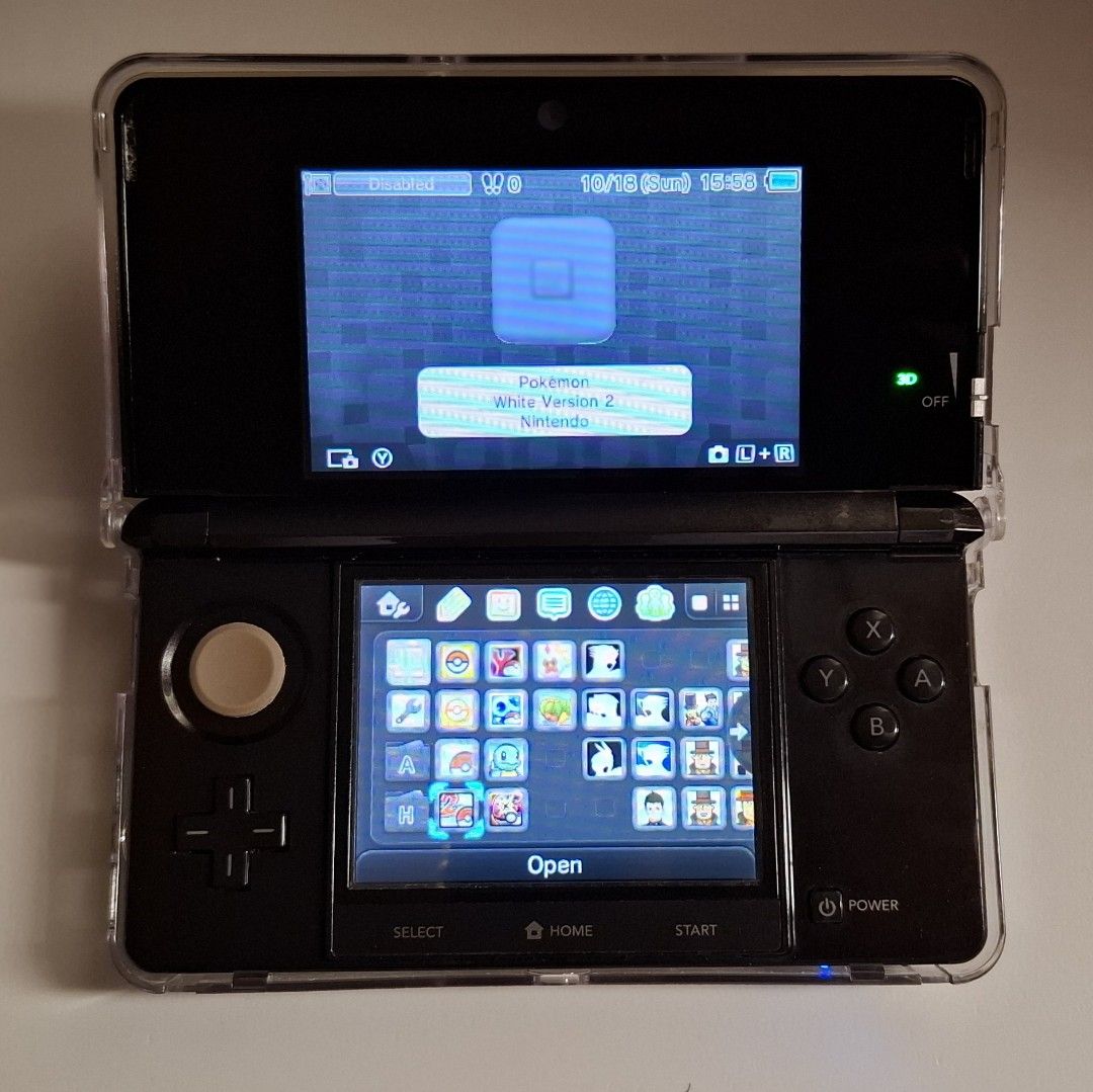 Nintendo 3DS (Black) (Category: Nintendo) located in Manila. Submitted by nofyr (Listing ID 1469051421, Image 1). Description: Selling my pre-loved Nintendo 3DS. In very good, functional condition. * Very good battery life * 3D slider, camera, WiFi, and volume working * CFW * Comes with FREE 32GB SD card, EVA hard pouch, 220V charger, clear shell, bottom screen protector Issues (see listing photos): * Cosmetic scratches on body * Missing screw on