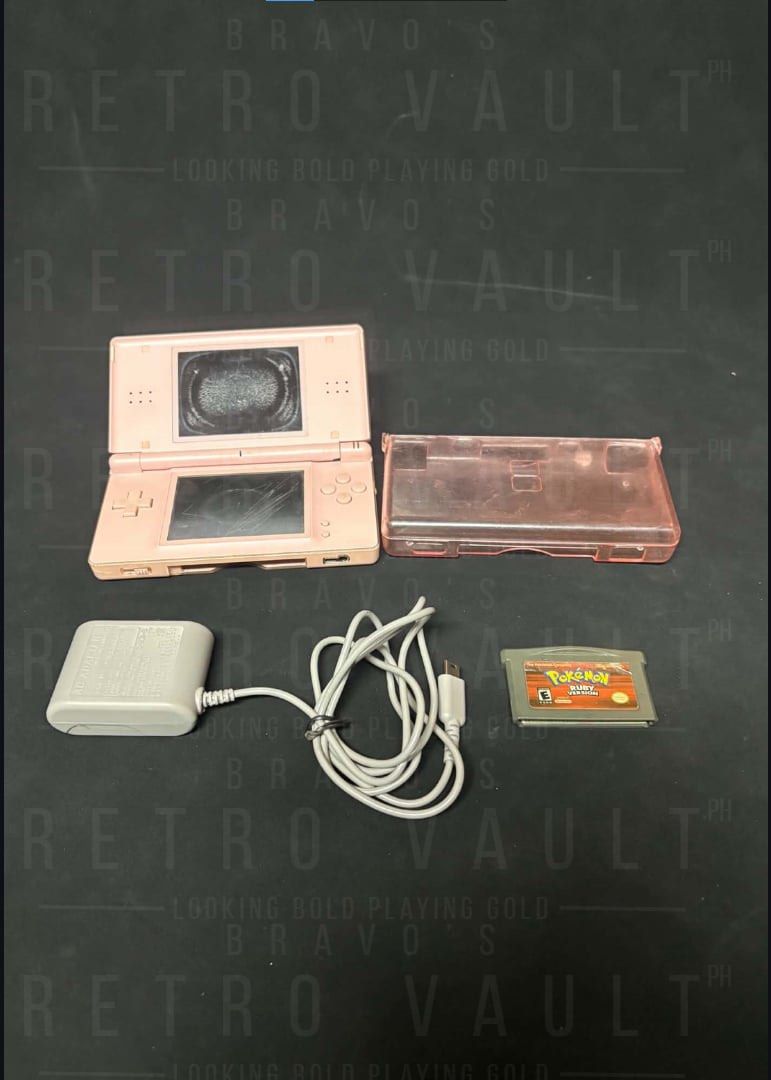 Nintendo DS Lite + Pokémon Ruby Game (Category: Nintendo) located in Manila. Submitted by johnnybrav16957 (Listing ID 1469072206, Image 1). Description: Nintendo DS Lite + Pokémon Ruby Game Hey MAMA!😴 Selling my Sleeper Pink Nintendo DS Lite with an included Pokémon Ruby bootleg cartridge! Details: - Working and playable - Hinge problem - Upper screen has LCD burn/blemishes - Touchscreen working - Speakers working well - All buttons working - Wo