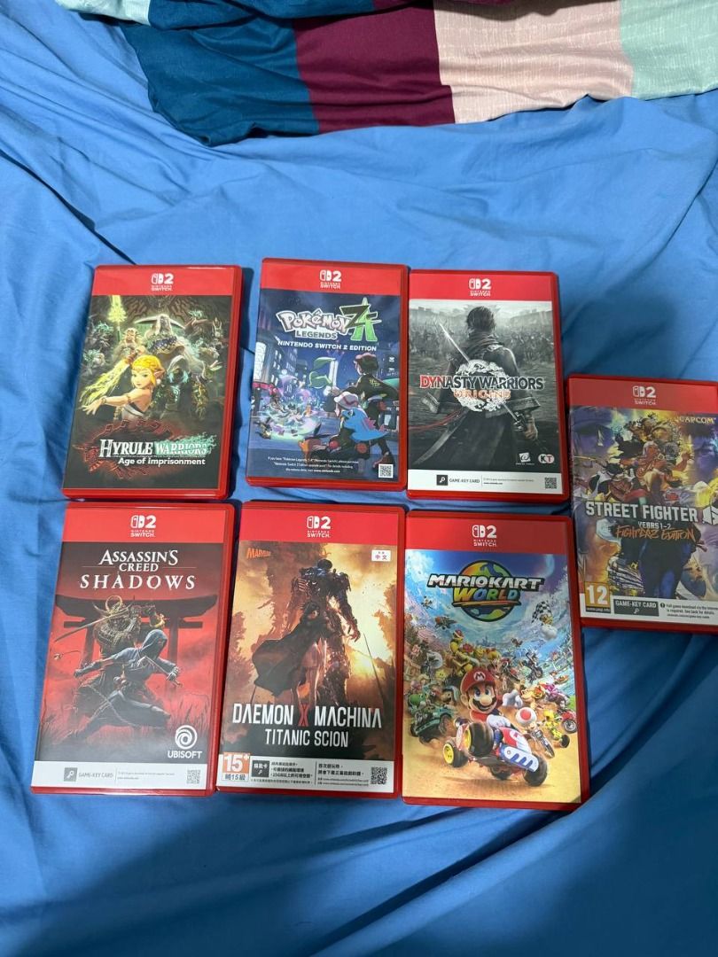 Nintendo switch 2 games slightly used (Category: Nintendo) located in Makati City. Submitted by kathleenreyesmd (Listing ID 1469000252, Image 1). Description: For sale only Good as new Loc: Makati Rfs: no time to play Price: Hyrule warriors - 2,100 Mariokart world - 2,000 Pokemon z-a - 1,700 Assasins creed shadows - 1,600 Dynasty warriors - 1,500 Daemon x machina - 1,800 Street fighter 6 unused code - 1,700.