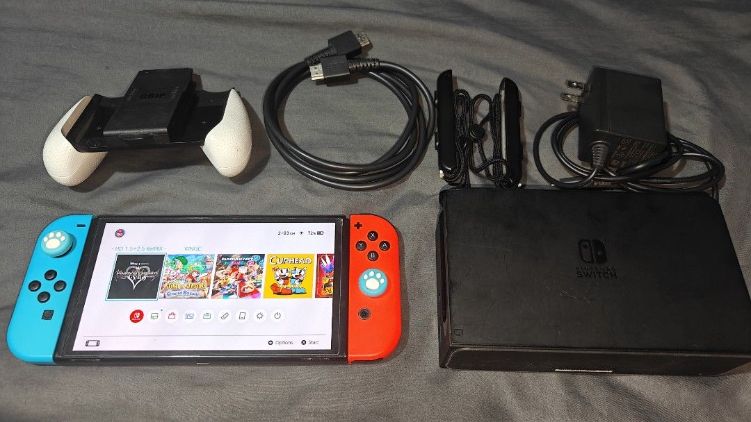Nintendo Switch OLED Jailbreak (Category: Nintendo) located in Makati City. Submitted by dewthemove07154 (Listing ID 1468957666, Image 1). Description: Nintendo Switch Oled jailbreak permanent dat0 128gb sd card duallboot complete accessories with box what you see is what you get meet up location makati/Taguig.