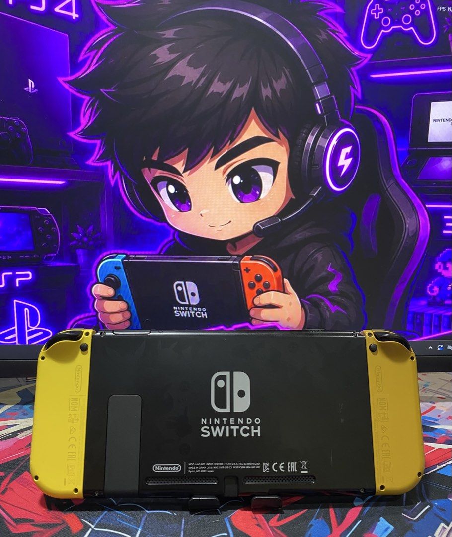 Nintendo Switch V1 (Non-Jailbreak) (Category: Nintendo) located in Manila. Submitted by nellconcon (Listing ID 1469147595, Image 3). Description: NINTENDO SWITCH V1 LETS GO PIKACHU / EEVEE (NON-JB) ✨9/10 Physical Condition ✨ Perfect for your Personal use / Gift Inclusions: 📦 Nintendo Switch V1 📦 Original Charger 📦 Pikachu Protective Pouch (NEW) 📦 Kingston 64gb Micro sd 📦 Tempered Glass Installed Performance: ✅ All buttons / Touchscreen are w