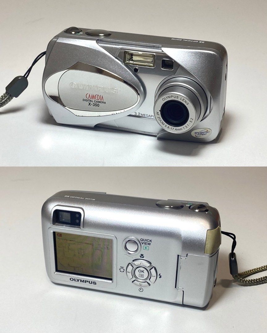 Olympus Camedia X-350 (Category: Cameras) located in Quezon City. Submitted by helloclassiques (Listing ID 1469018542, Image 1). Description: All buttons and flash are working. No screen burn or dead pixel. Fully functional 🫧☁️ Specs: 3.2 MP CCD sensor Zoom: 3x optical, 10x digital Powered by (2) AA Batteries With English language Memory Type: XD Card (Sold separately) Price: ₱4,999 Inclusion: (2) AA batteries USB AA battery charger Cute freebie