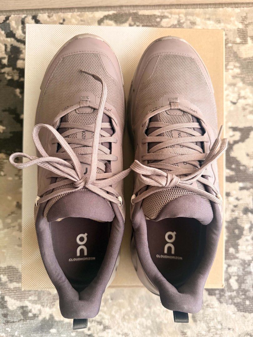 On Cloudhorizon 2 Ash Cinder Men's Size US 10 (Category: Sneakers) located in Manila. Submitted by rajpradhan (Listing ID 1468989596, Image 2). Description: - RFS: Decluttering - Brand: On - Model: Cloudhorizon 2 - Colorway: Ash / Cinder - Size: Men's US 10 / EU 44 / UK 9.5 / JP 28 - Condition: Mint condition in original shoebox with all packaging - Technology: Swiss-engineered CloudTec Phase cushioning - Ideal for: Running, hiking, and everyday 