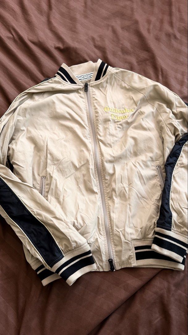 Onitsuka Tiger Sukajan-Inspired Bomber Jacket (S) (Category: Coats, Jackets and Outerwear) located in Makati City. Submitted by luxhunter2023 (Listing ID 1469012097, Image 3). Description: Title: Onitsuka Tiger Sukajan Bomber Jacket 2183B437 | Size S Description: Statement Onitsuka Tiger bomber jacket featuring intricate Japanese-inspired embroidery and premium detailing. The standout feature is the large embroidered tiger design on the back, pai