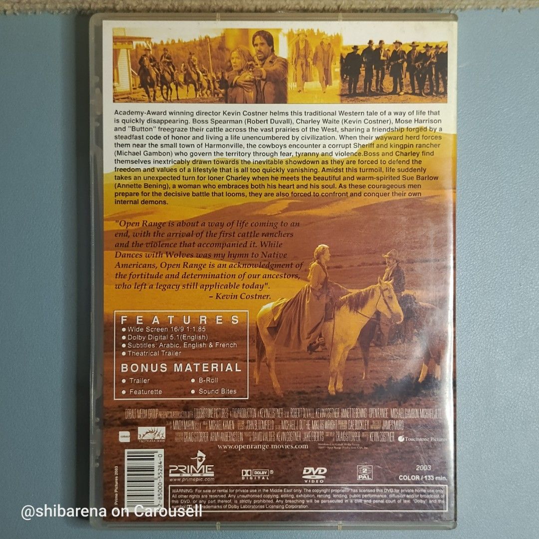 Open Range DVD - Region 2 PAL (Category: CDs & DVDs) located in Cebu City. Submitted by shibarena (Listing ID 1469054801, Image 2). Description: - Open Range DVD - Region 2 PAL (Pre-owned) - Starring Robert Duvall & Kevin Costner - Director: Kevin Costner Note: The disc holder inside the DVD case is broken ⚠️ Please ensure your DVD player supports Region 2 (PAL) before purchase..