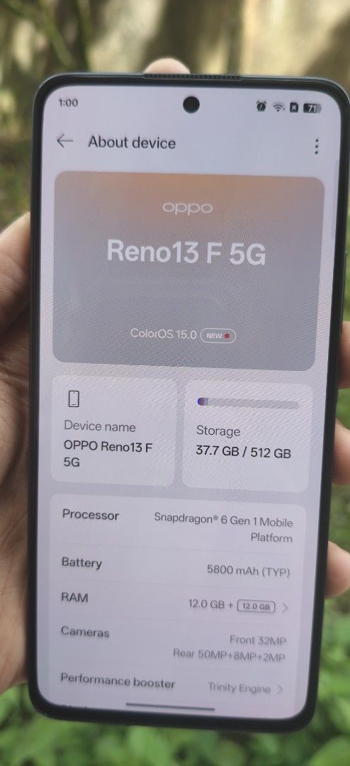 Oppo Reno13 F 5G (Category: OPPO) located in Calamba. Submitted by warmstorm_83feab (Listing ID 1469161007, Image 2). Description: FOR SALE OR SWAP 🔥OPPO RENO 13F 5G 🔥 ✅12 + 12 RAM ✅ 512GB STORAGE ✅ Smooth performance for gaming and multitasking ✅ Plenty of storage for photos, videos, and apps ✅ Stunning AMOLED display ✅ High-quality camera for your everyday moments ✅ 5G connectivity for fast internet ✅ Stylish design with a premium look 💯 Per